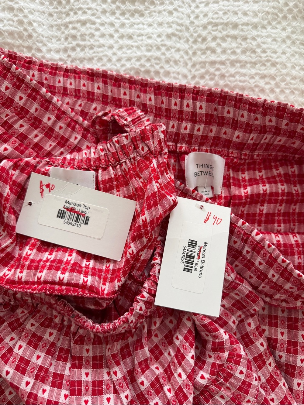 NWT Things Between Pink Checked Ruffle Cami Set - Picture 4 of 4